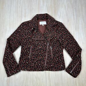 Cupcakes and Cashmere Lipa Asymmetrical Leopard Print Chic Moto Jacket Small